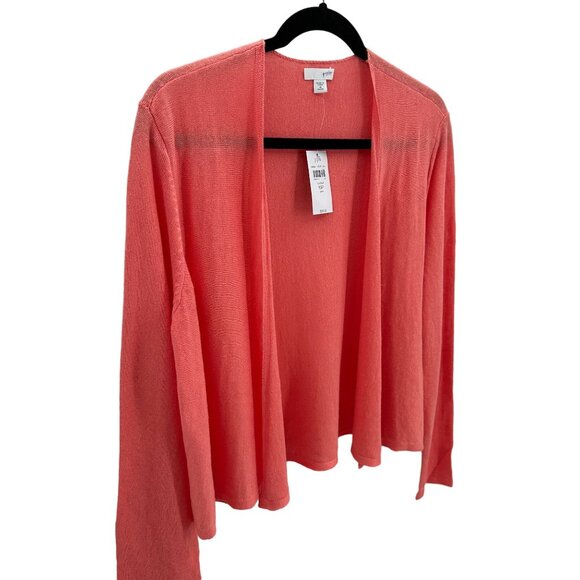 J. Jill Womens Petite Cardigan Shrimp Color Linen Blend Open Front Sizes XSP/MP - Picture 2 of 8